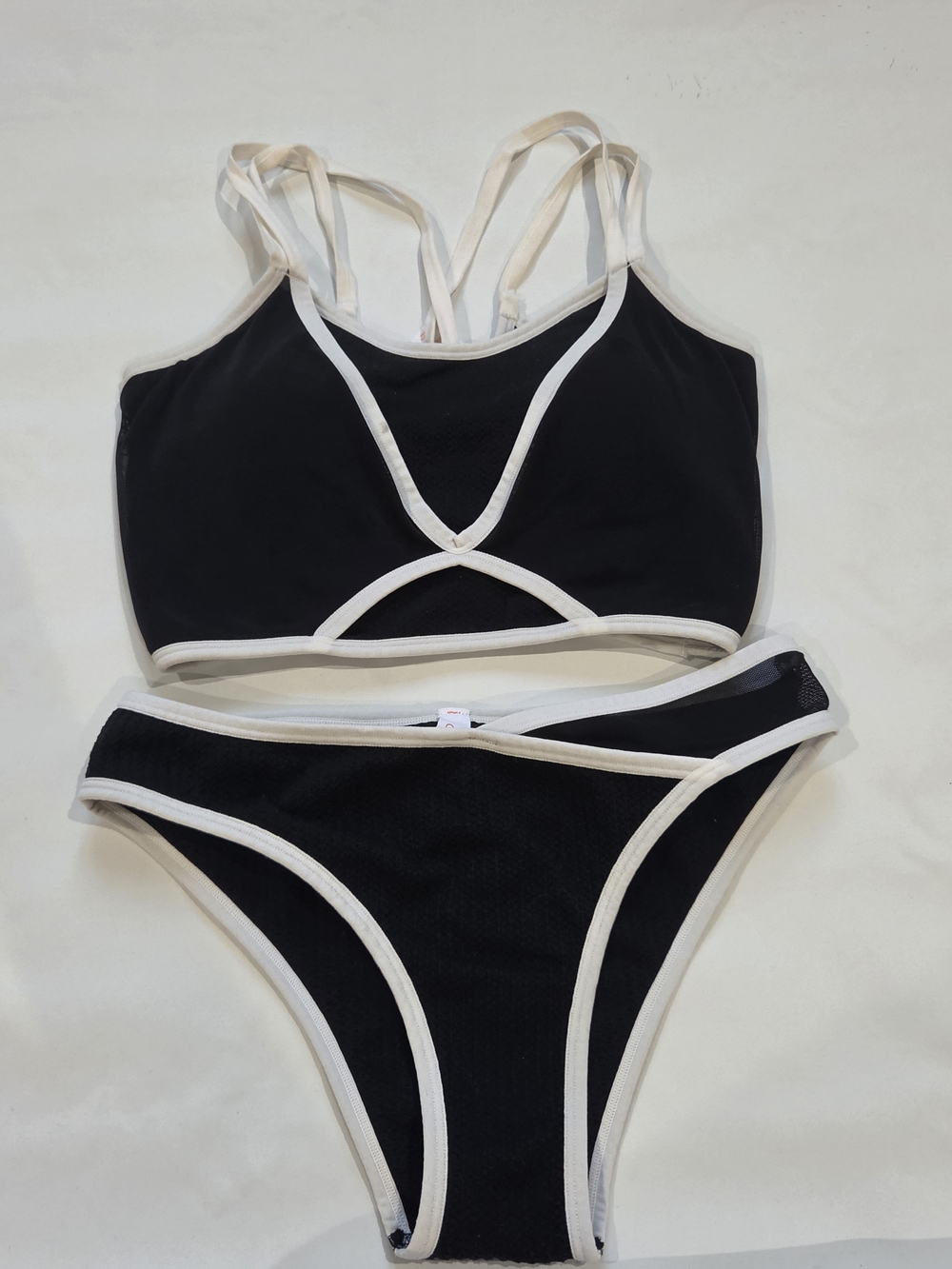 Colsie Black Sports Bra & Breif Panty Set with White Trim